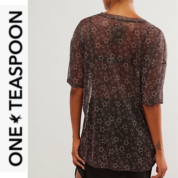 LAST CHANCE NWT One Teaspoon x Free People Mesh Sensory Star Metallic Tee s - Picture 2 of 12